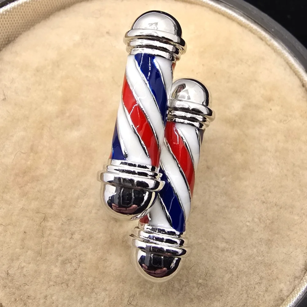 Enameled Barber Pole Cufflinks Novelty